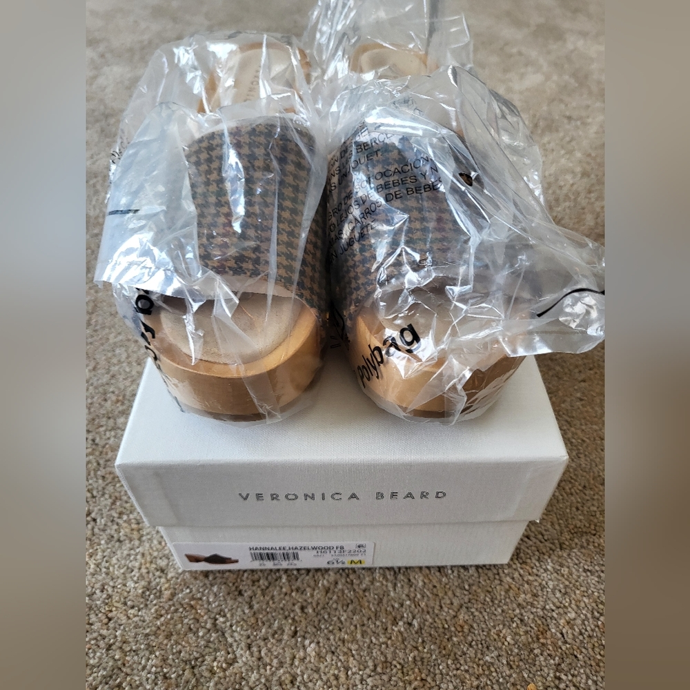 Nib! Veronica beard houndstooth hannalee plaid clog 6.5 - Picture 5 of 6
